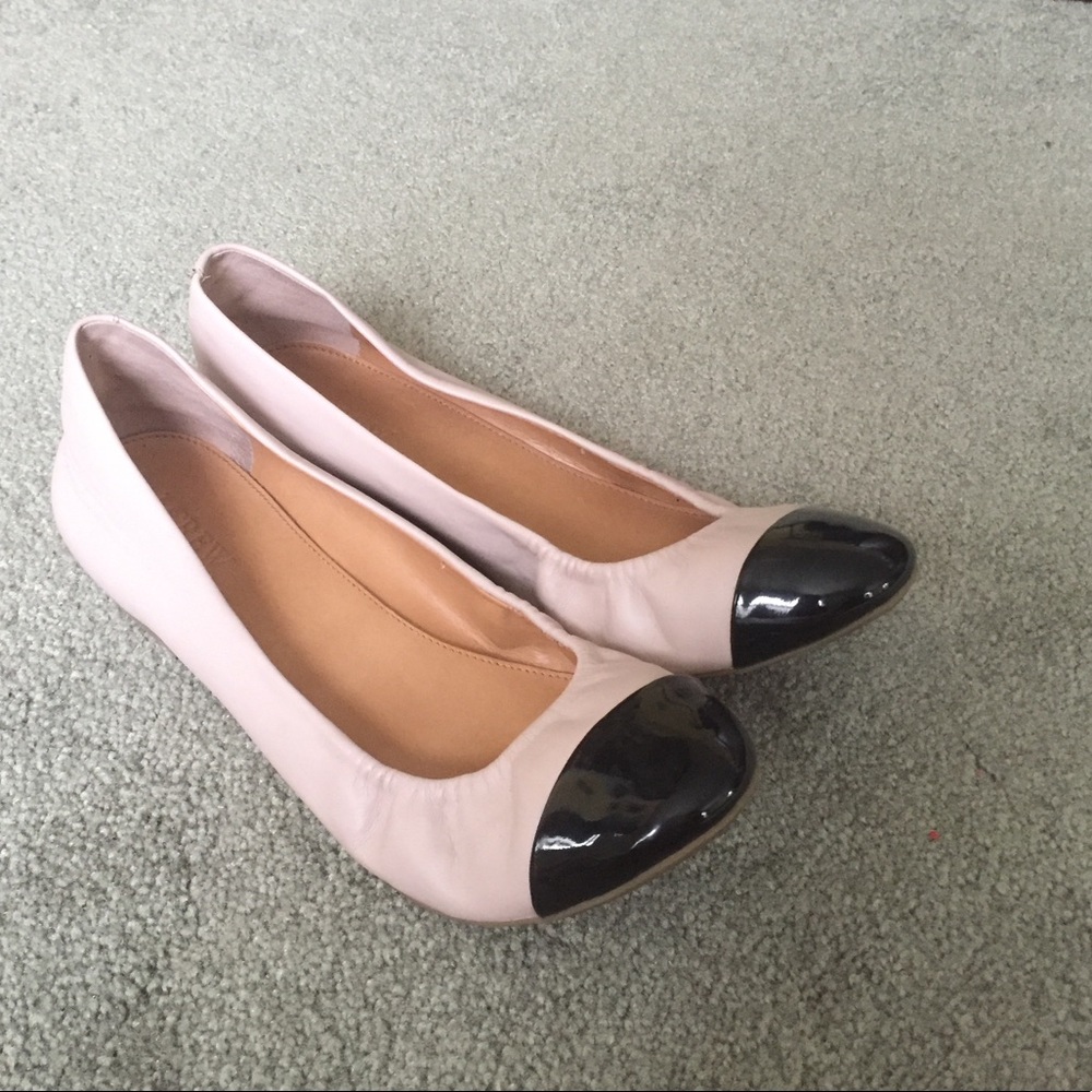 J.Crew Pink and Black Ballet Flats